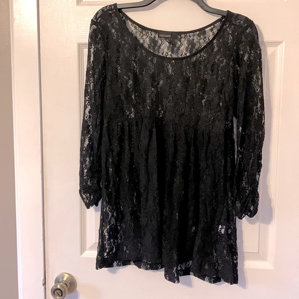 Weavers, Black Lace Top, See Thru, Size XL, New, Never Worn.